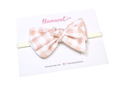 Bow Headband Gingham Peach