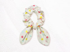 Bunny Scrunchie Mint Pink Dots