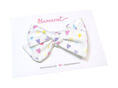 Bow Headband / Clip Pastel Hearts