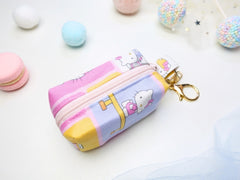 Mini Poofy Pouch Hello Kitty Pink Grid