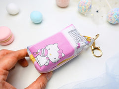 Mini Poofy Pouch Hello Kitty Pink Grid