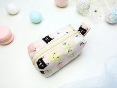 Mini Poofy Pouch Sweet Pink Cats