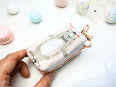 Mini Poofy Pouch Woodland Animals Pink