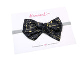 Bow Headband / Clip Black Gold Specks