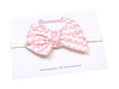 Bow Headband Chevron Pink