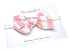 Bow Headband Coral Pink Stripes