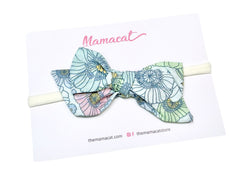 Bow Headband Green Daisies