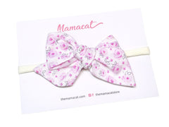 Bow Headband Mini Pink Roses