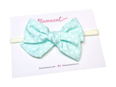 Bow Headband Mint Dots