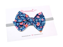 Bow Headband Navy Daisy Garden