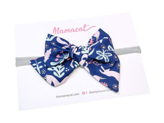 Bow Headband Navy Garden Unicorn