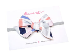 Bow Headband Purple Pink Grid