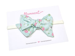 Bow Headband Vintage Mint Rose