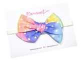Bow Headband Rainbow Dots Purple