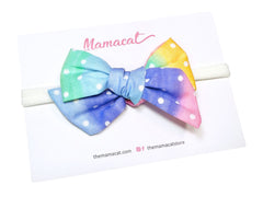Bow Headband Rainbow Dots Purple