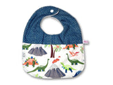 Round Bib Volcano Dino Navy