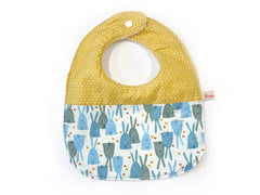 Round Bib Wild Bunny Blue