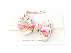 Bow Headband Watercolor Floral Pink
