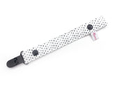 Pacifier Strap / Toy Strap Tiny Black White Hearts