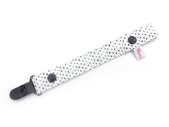 Pacifier Strap / Toy Strap Tiny Black White Hearts