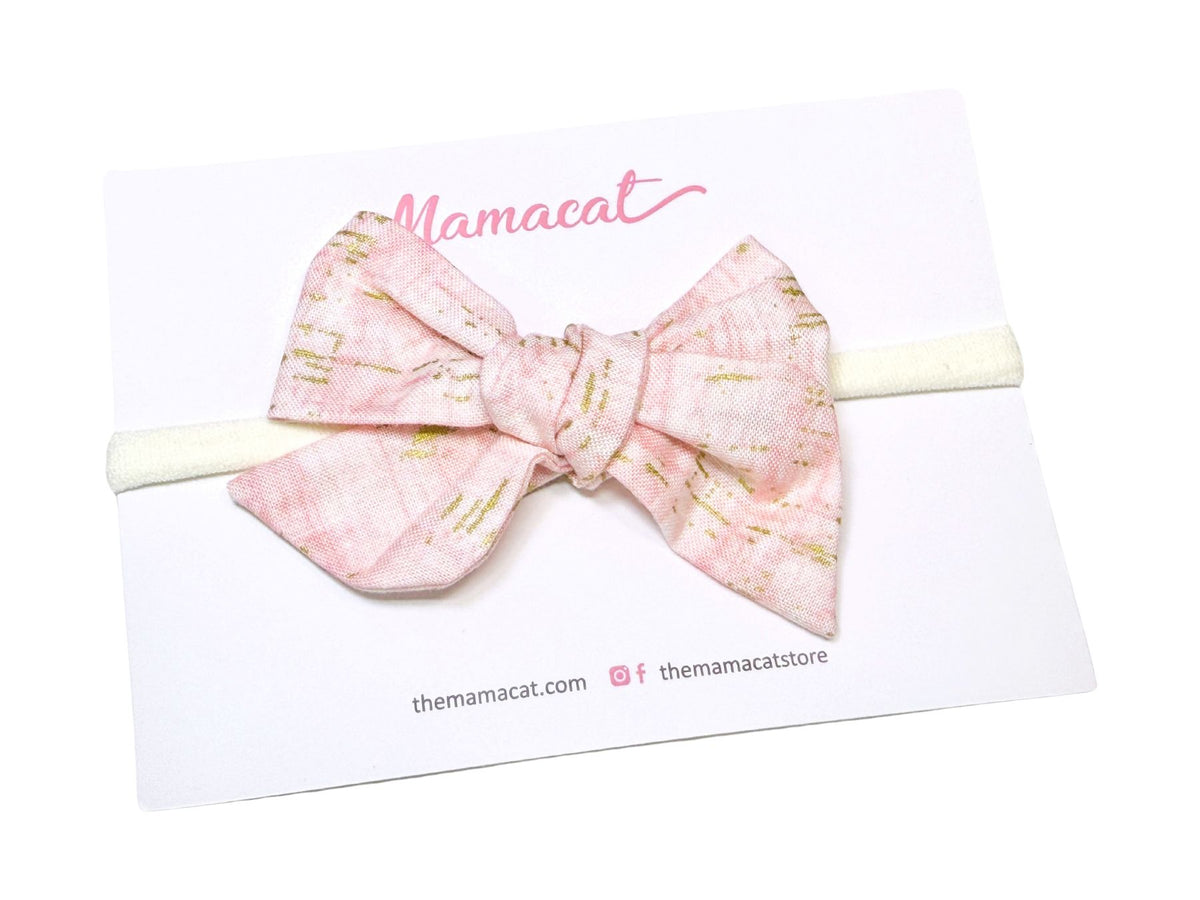 Bow Headband Sweet Pink Gold Specks
