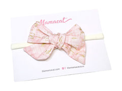 Bow Headband Sweet Pink Gold Specks