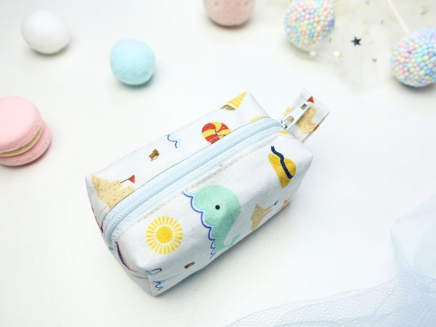 [LAST PIECE] Mini Poofy Pouch Nautical Whale