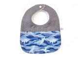 IN-STOCK Round Bib Dino Waves Blue