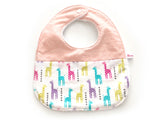 IN-STOCK Round Bib Dotty Giraffe Coral