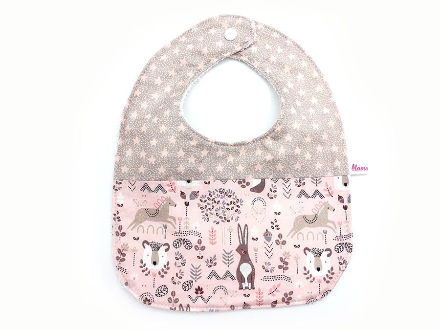 Round Bib Pink Forest Stars
