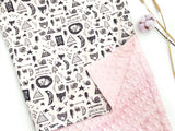 IN-STOCK Minky Blanket Wild Adventure (PINK minky)