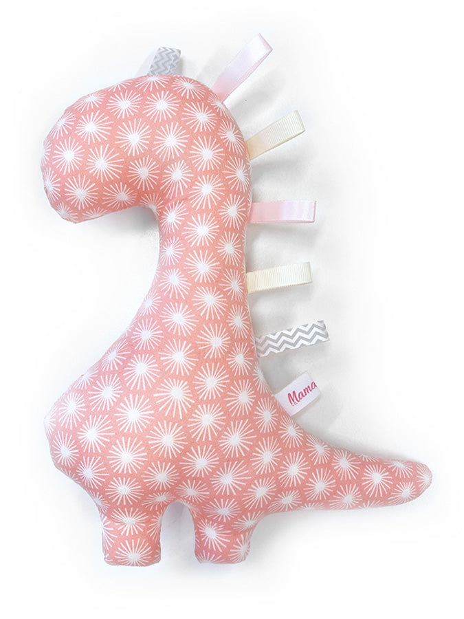 IN-STOCK Rattle Dinosaur Pink Star Rays