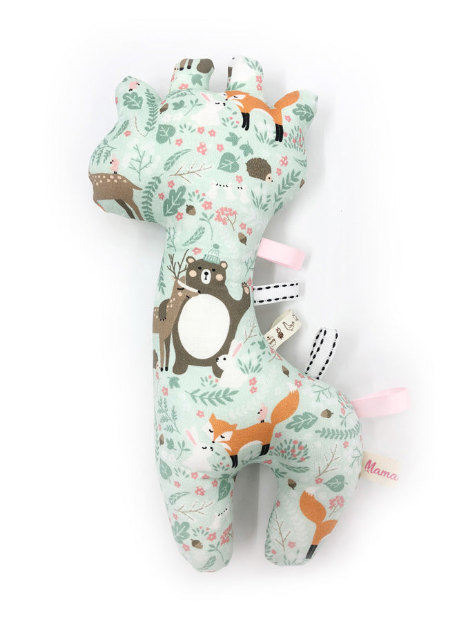 IN-STOCK Rattle Giraffe Mint Floral Forest
